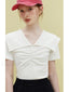 Doll Collar Slim Knitted Casual T Shirt WHITE / S