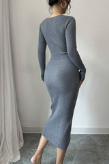 Slim Fit Midi Knit Sweater Dress
