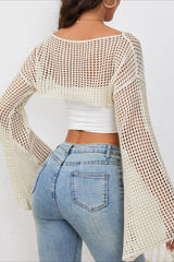 Mesh Cutout Knit Chic Cover Up Crop Top