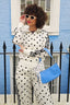 Polka Dot Stripe Track Jacket Two Piece Set