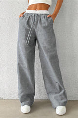 Stripe Plaid Pattern Knit Pants