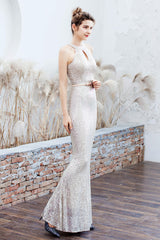 Plunging Neck Mermaid Formal Dress