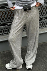 Casual Sequin Wide Leg Loose Pants