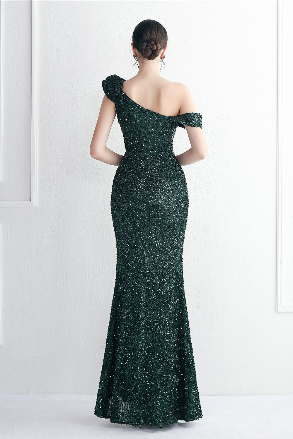 Embellished One Shoulder Mermaid Formal Dress
