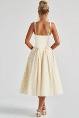 Plaid Printed Ruched Backless Spaghetti Strap Prom Dress