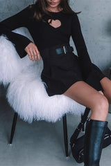 Heart Cutout Slim Fit Knit Sweater