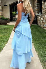 Chic Strapless Layered Elegant Prom Dress