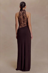 Halter Lace Cowl Bodycon Dress