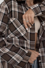 Long Sleeve Plaid Stripe Blouse