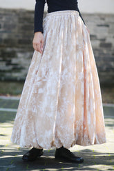 Vintage Velvet Tie Dye Swing Midi Skirt