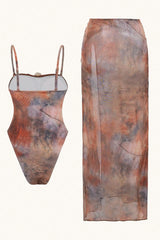 Tie-Dye Halter Metal Detail Two Piece Swim Set