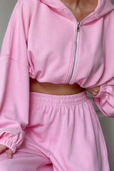 Casual Loose Fit Hoodie Cinched Waist Jogger Pants Set