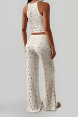 Floral Print Spaghetti Strap Top Straight Leg Pants Set