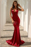 V Neck Back Tie Mermaid Formal Dress XS / Red