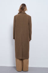 Cashmere Wool Herringbone Thick Overcoat