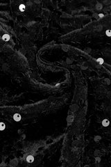 Velvet Sequin Slit Midi Bodycon Dress