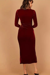 Elegant Bodycon Long-Sleeve Party Sexy Velvet Dress