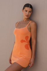 Printed Backless Slim Waist Bodycon Sweater Dress