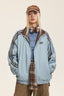 Reversible Stand Collar Colorblock Jacket M / Blue-Brown