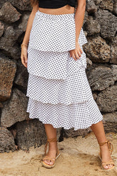 Polka Dot High Waist Tiered Skirt