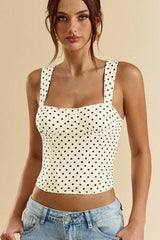 Chic Polka Dot Bustier Sleeveless Tank Top