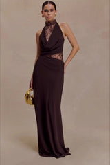 Halter Lace Cowl Bodycon Dress