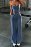 High Waist Flared Spaghetti Strap Pants Set