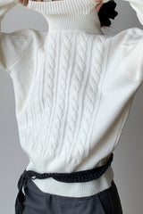 Cropped Ribbed Turtleneck Knit Sweater