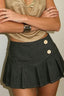 Buttoned Pleated Denim Mini Skirt