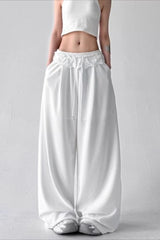 Lace Insert Ruffle Wide Leg Pants