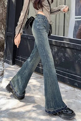 Slim Fit Elastic Bell Bottom Jeans