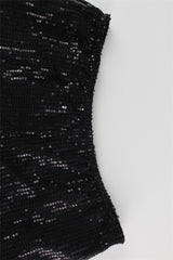 Glitter Tube Top Skinny Two Piece Shorts Set