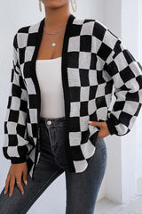 Checkered Knit Cardigan
