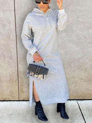 Slant Pockets Hoodie Dress Gray / M Sweatshirts & Hoodies L