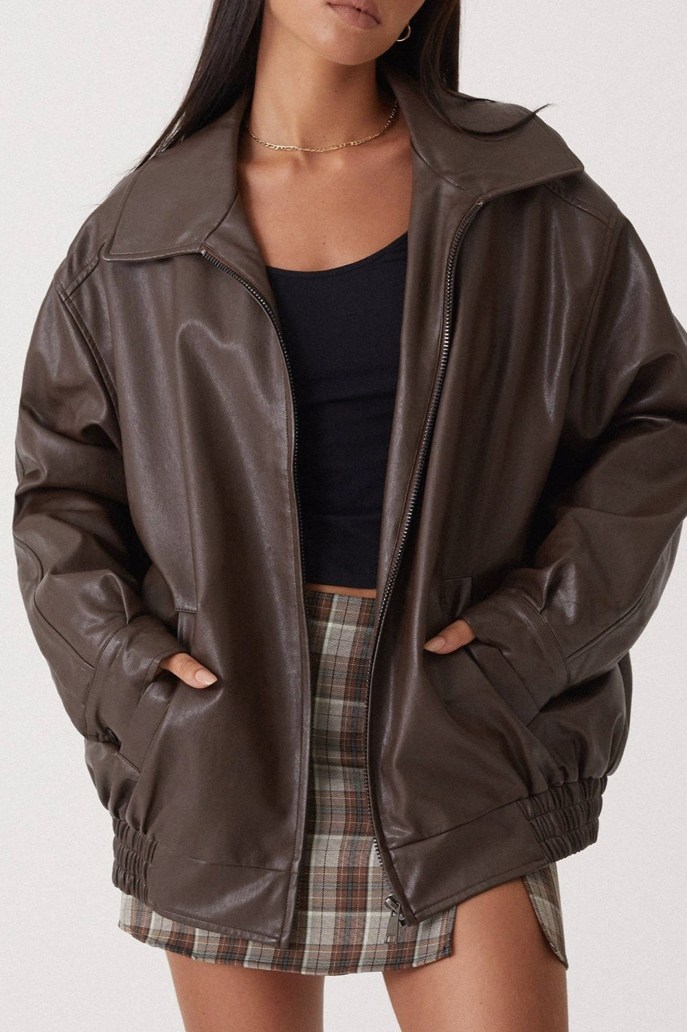 PU Leather Bomber Jacket