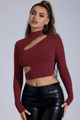 Bodycon Mock Neck Long Sleeve Crop Top