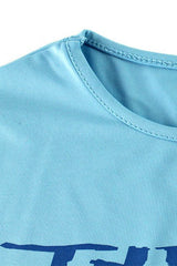 Letter Print Crop Top Bodycon Skort Set