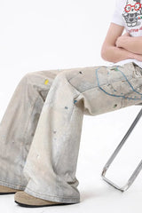 Tie Dye Wide Leg High Waist Jeans