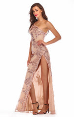 Sequin Backless Asymmetric Formal Dress