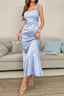 Jacquard Spaghetti Strap Backless Tie Waist Prom Dress