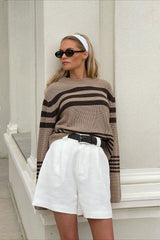 Color Block Stripe Knit Sweater