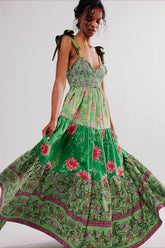 Vintage Print Cami Maxi Boho Dress