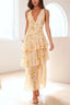 Chiffon Halter Slim Ruffle Maxi Floral Dress