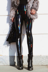 Iridescent Mirror PU Leather Bodycon Pants