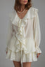 V Neck Ruffle Tie Front Blouse Shorts Set