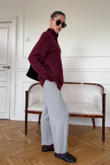 Stand Collar Button Detail Cozy Oversized Sweater