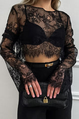 Lace Applique Sheer Tiered Maxi Skirt Set