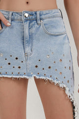 Stylish Design Denim Hot Girl Mini Skirt