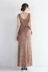 Statement Bead Mermaid Gown Formal Dress S / Gold