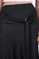 High Waist Wood Veneer Sash Bodycon Skirt